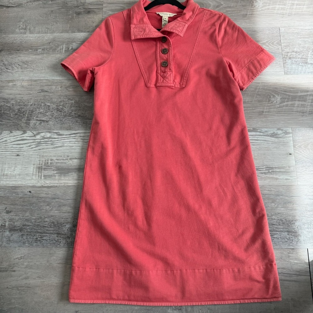 The Territory Ahead Shift Dress Womens M Coral Pink Cotton Short Sleeve Collared